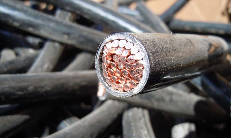 unused copper cable cores that are ready for non-ferrous metal recycling