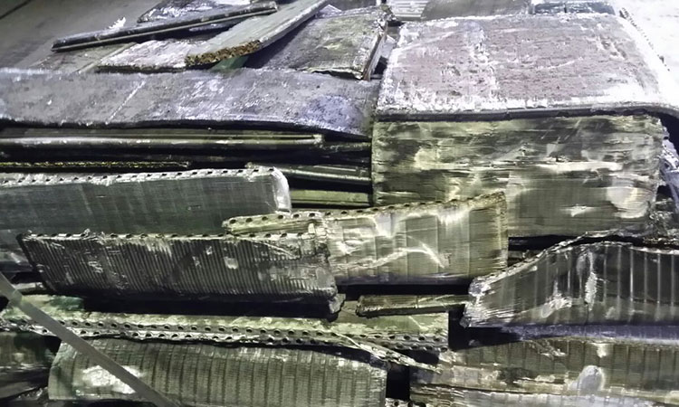 copper radiator layered on each other for non-ferrous metal recycling